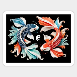 Red & Blue Koi Prosperity Yin Yang Magnet